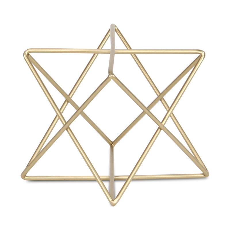 HomeRoots 6" Gold Metal Open Geometric Tabletop Sculpture - 8.00 in. x 5.50 in. x 8.00 in.