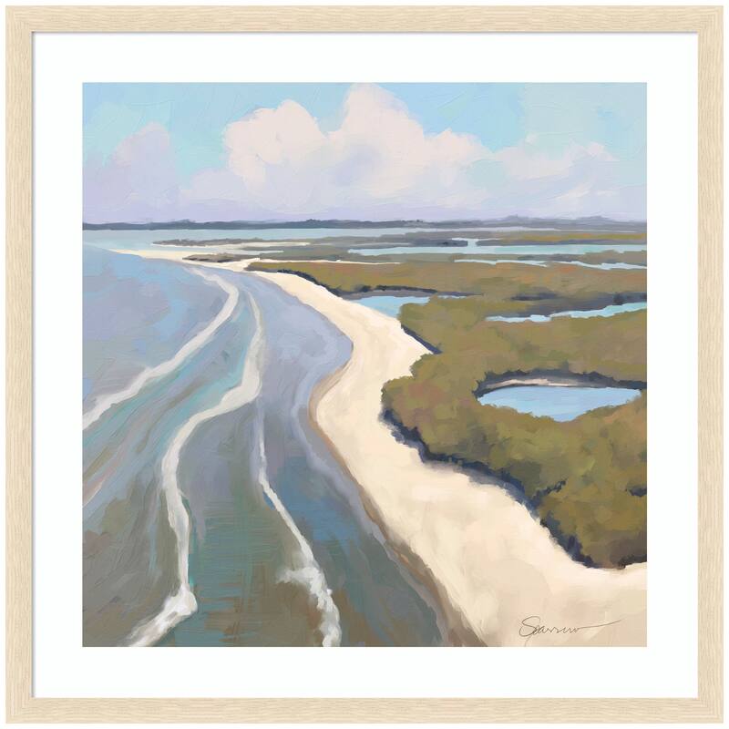 Kate and Laurel Framed Art coastal visions by Mary Sparrow - 34x34 - Natural