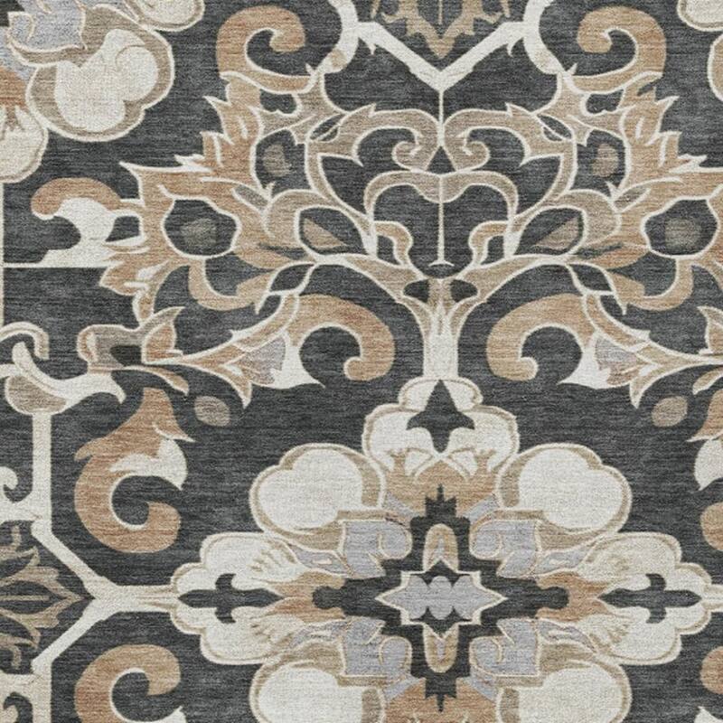 HomeRoots Damask Traditional Rectangle Outdoor Rug