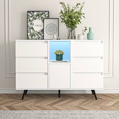 Modern Simple Chest , Storage Cabinet with Drawers and LED Lights