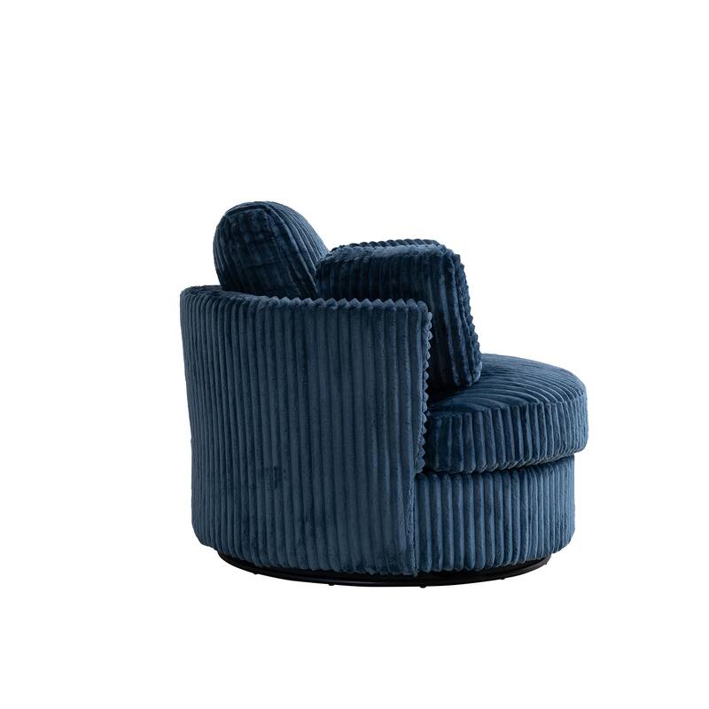 Corduroy 360° Swivel Barrel Chair with 4 Pillows and 400lb Weight Capacity