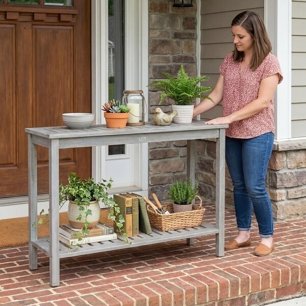 No.11 ソロテーブルロング ハンガー付　ディスプレイ棚 オルテガ　ココペリ DTY Outdoor Living Longs Peak Eucalyptus Console Table - On Sale