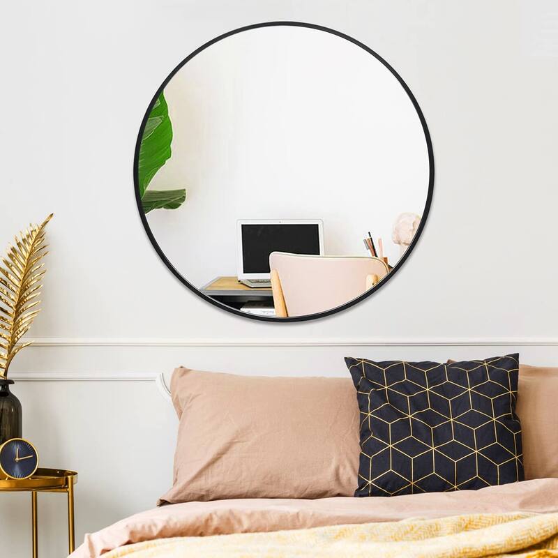 Lumioca Aluminum Alloy Frame Circle Mirror Wall Mounted for Bedroom Bathroom