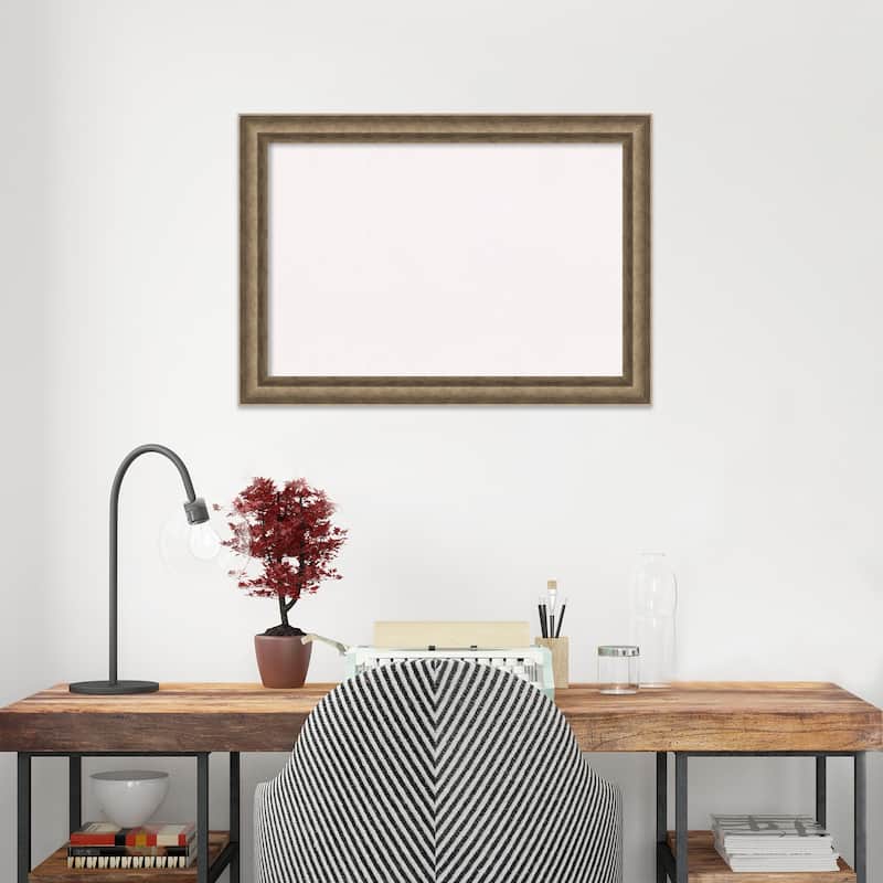 Angled Bronze Wood Framed White Corkboard Bulletin Board