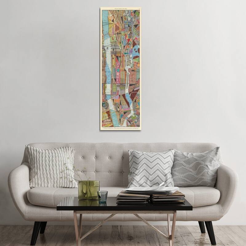 iCanvas "Modern Map of New York III" by Nikki Galapon Canvas Print - 60x20x1.5