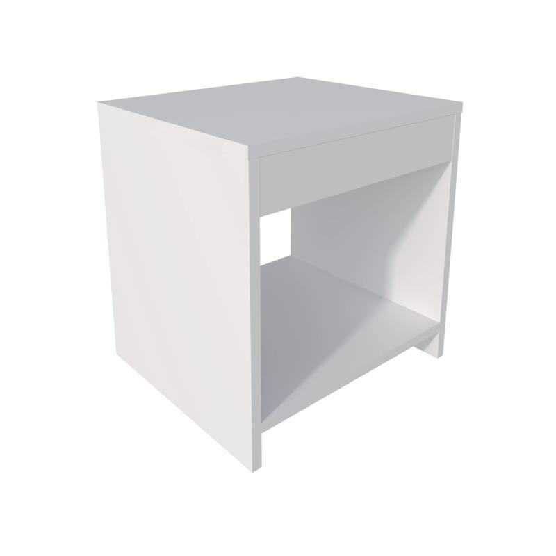 White Nightstand with Open Storage for Books and Décor