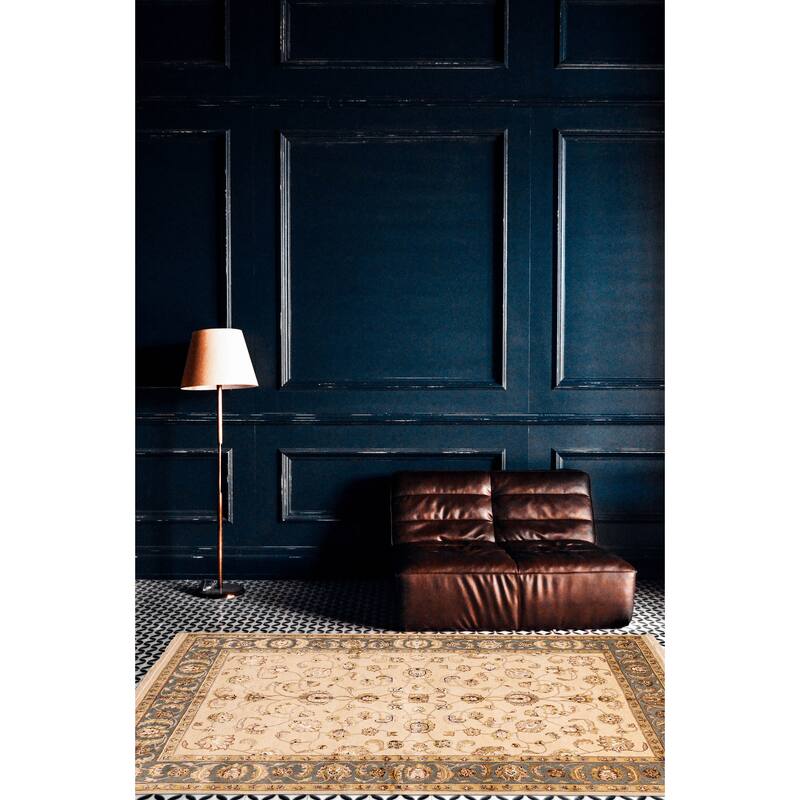 ECARPETGALLERY Hand-knotted Mirzapur Ivory Viscose, Wool Rug - 6'0 x 8'9