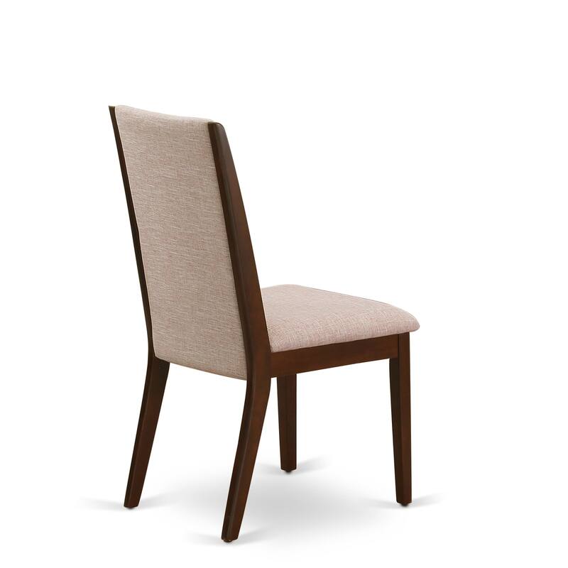 East West Furniture 5 Piece Dining Room Table Set- a Round Kitchen Table and 4 Linen Fabric Parsons Chairs, (Finish Options)