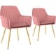 preview thumbnail 4 of 5, Velvet Modern Tufted Vanity Chairs with Gold Metal Legs, Upholstered Accent Armchair, Pink,Set of 2,