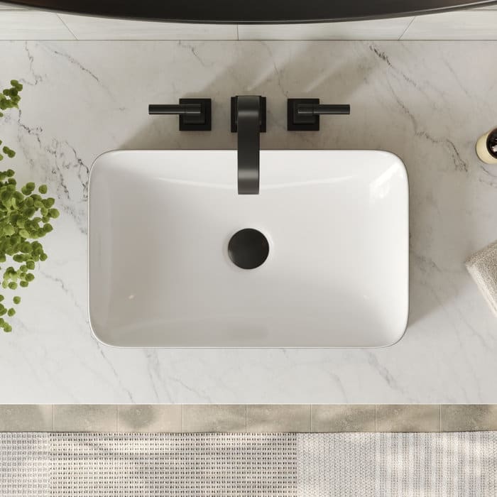 DeerValley Ally 12'' White Ceramic Rectangular Vessel Bathroom Sink