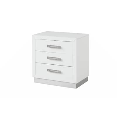 Nightstand Made with Wood in Milky White Color