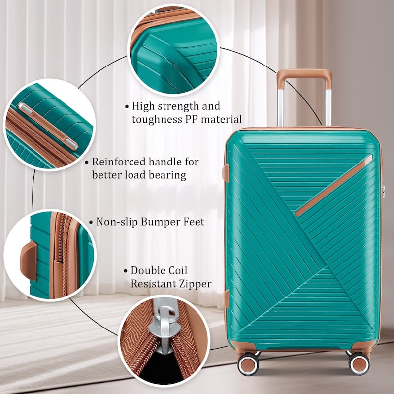 Luggage Sets 4 Piece(14/20/24/28), Expandable Lightweight Suitcase with 4 Double 360 Degrees Mute Spinner Wheels
