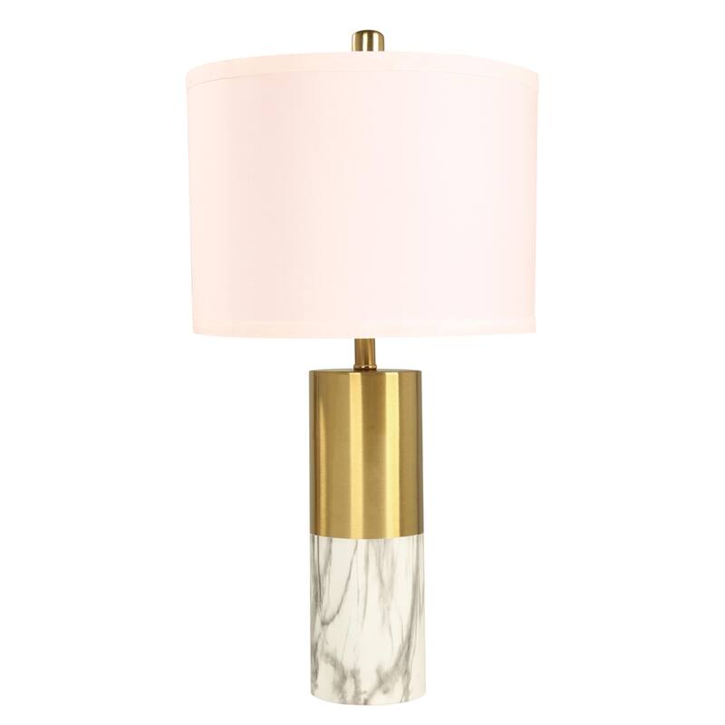 20" Modern Metal Marble Table Lamp, Bedroom Table Lamps Set of 2