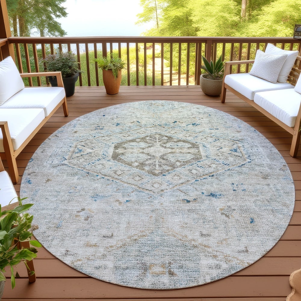 Machine Washable Indoor/ Outdoor Vintage Traditional Chantille Rug