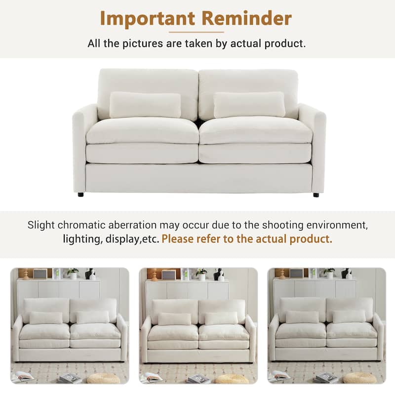 Roomfitters Oversized Upholstered Loveseat Sofa with Plush Double Cushions, Cloud-Inspired Comfy Couch