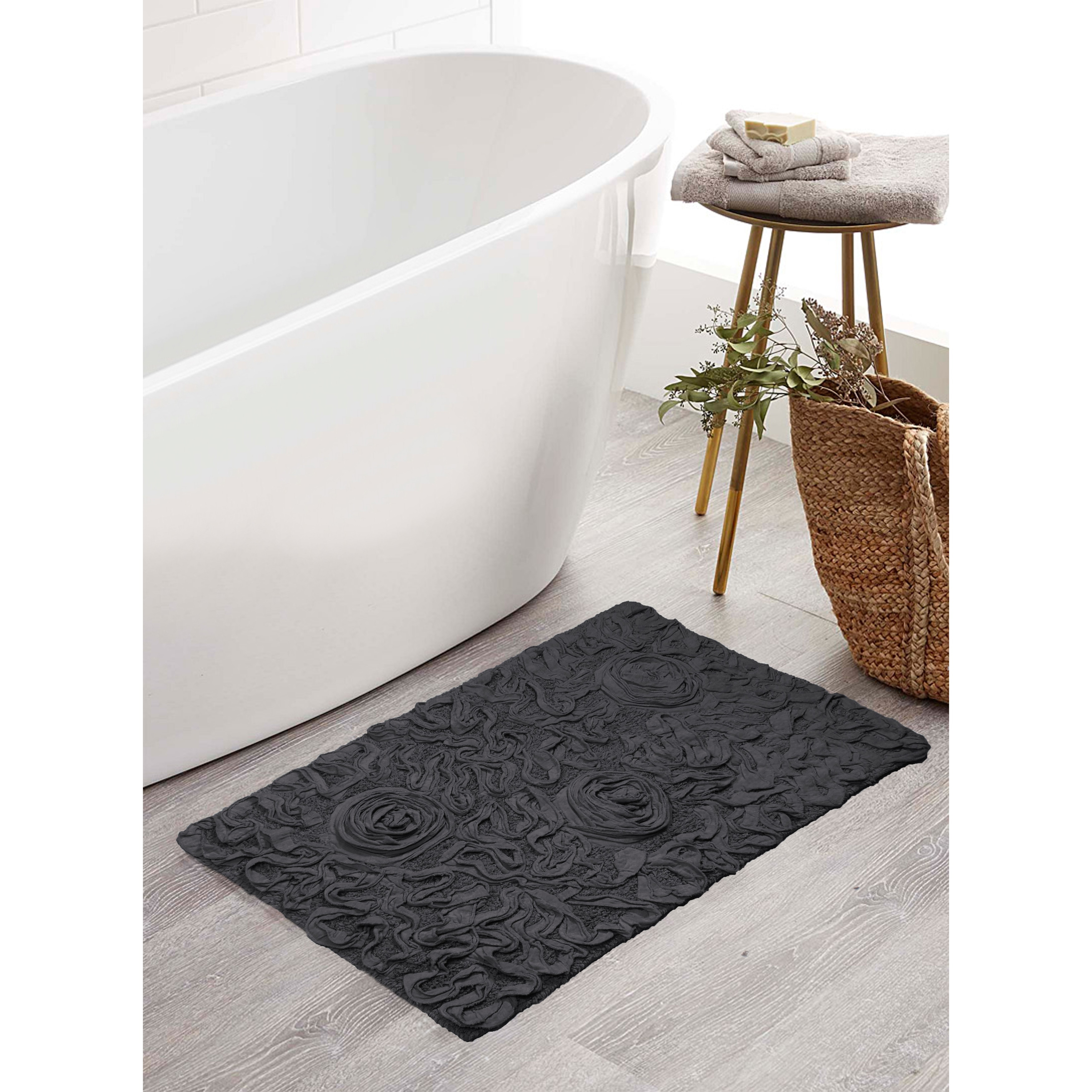 Deconovo Bathroom Rugs, 17x24 , Non-Slip Chenille Bath Rug, Quick Dry  Absorbent Bathmats for Shower Floor, Blue