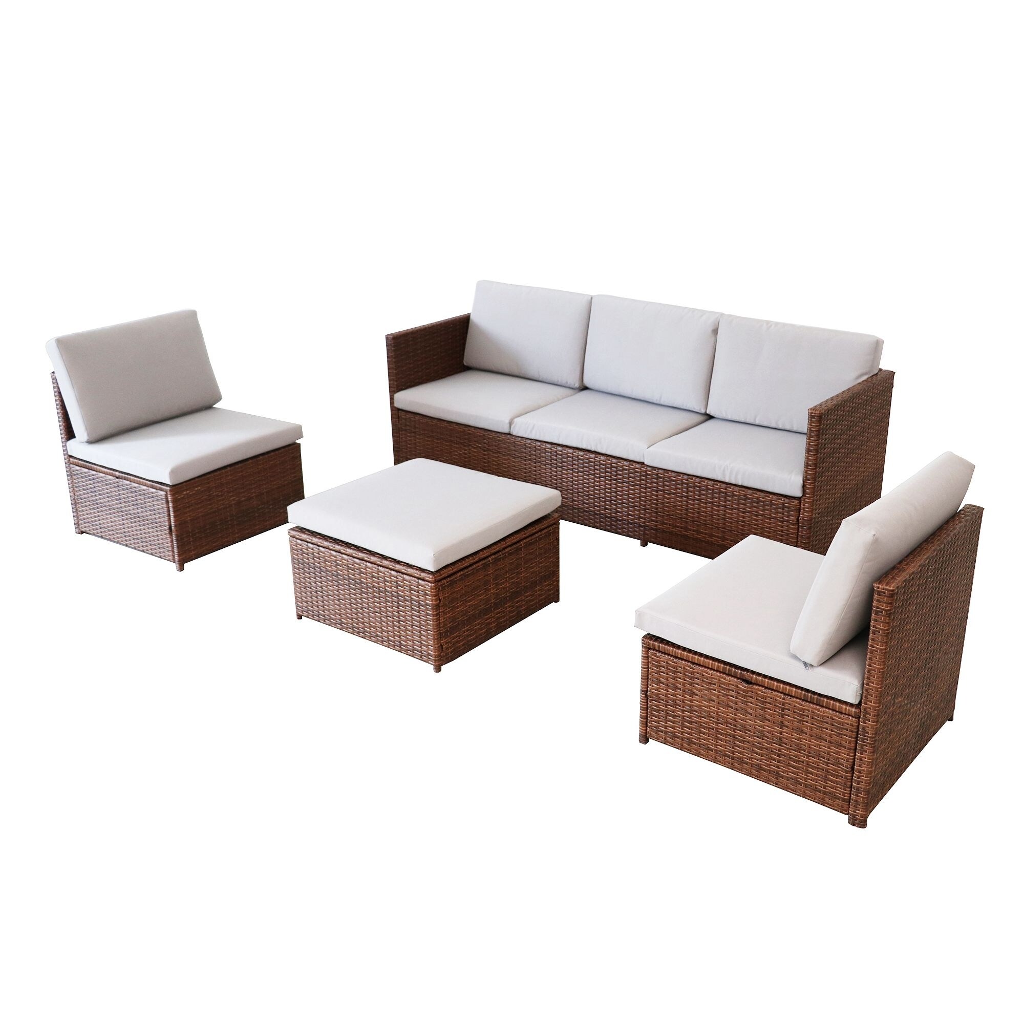 Shop 6 Seater Chocolate Pe Wicker Sectional Sofa Set Overstock 31923158