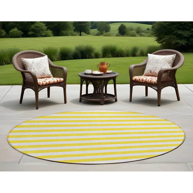 Befi Stripe Weather Resistant Versatile Elegance Outdoor Rug - 8' X 8' - Multi