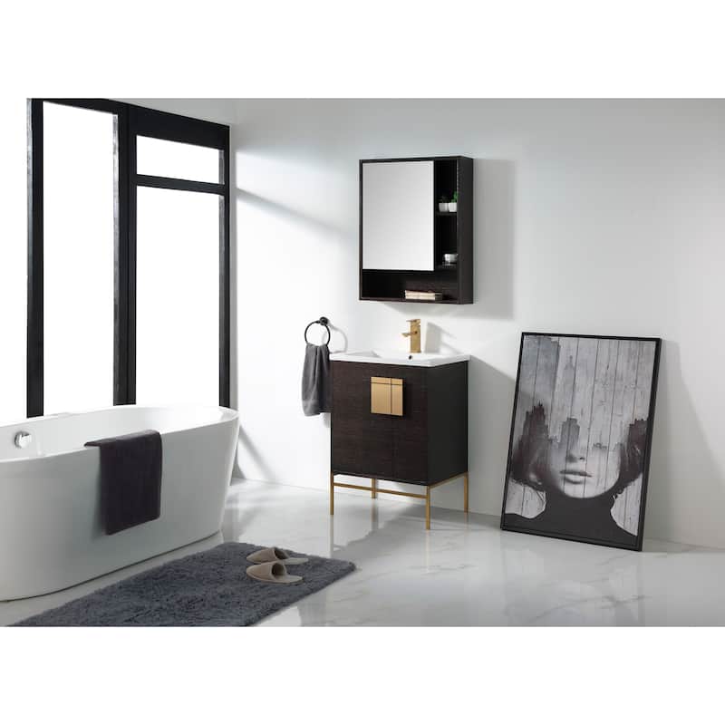24-inch Modern Bathroom Vanity Set w/ Vitreous China Sink Top