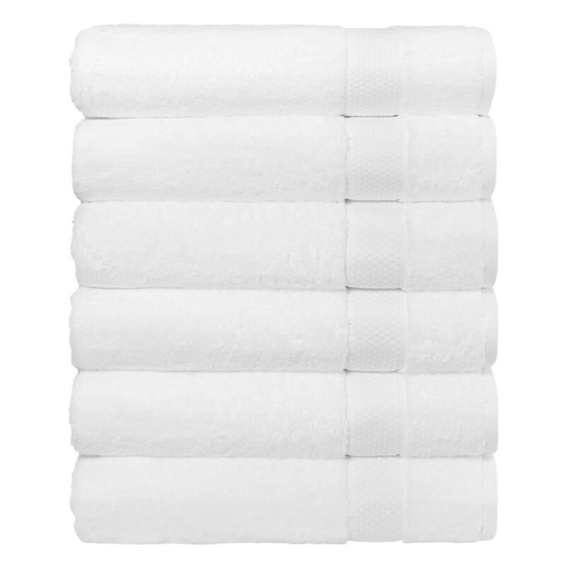Authentic Hotel and Spa 100 percent Aeagean Long Staple Turkish Cotton STARLIGHT Terry Bath Towels (Set of 6) - White