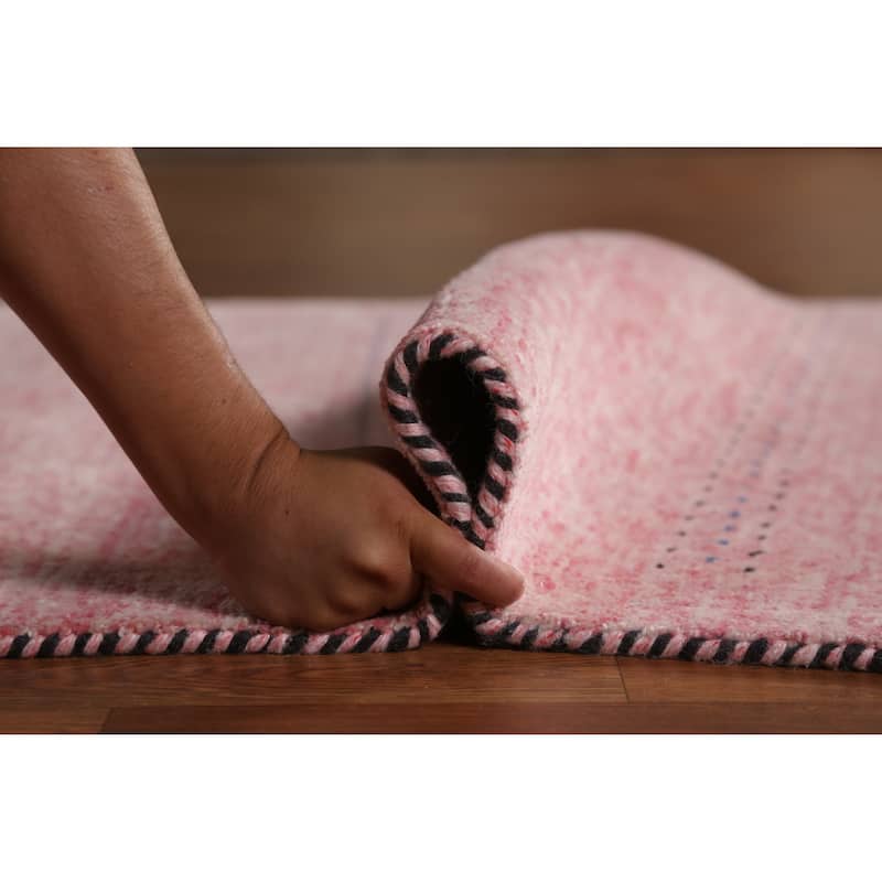 Animals Pink Gabbeh Indian Rug Handmade Wool Carpet - 4'0" x 5'8"