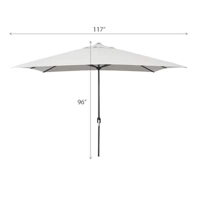 10' x 6' Rectangular Outdoor Patio Umbrella with Crank Opening