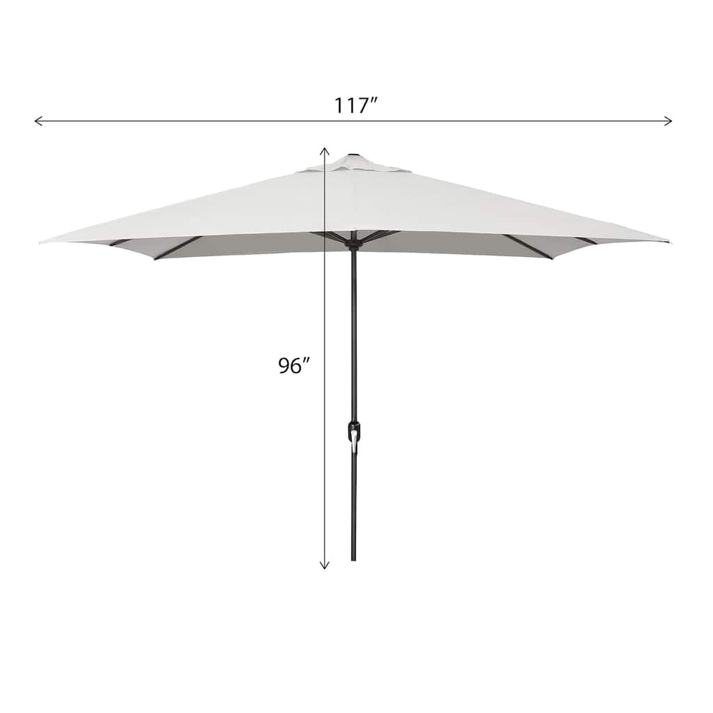 10' x 6' Rectangular Outdoor Patio Umbrella with Crank Opening