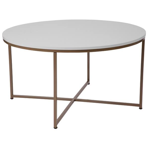 Shop White Coffee Table With Matte Gold Frame Living Room Furniture Overstock 27976104