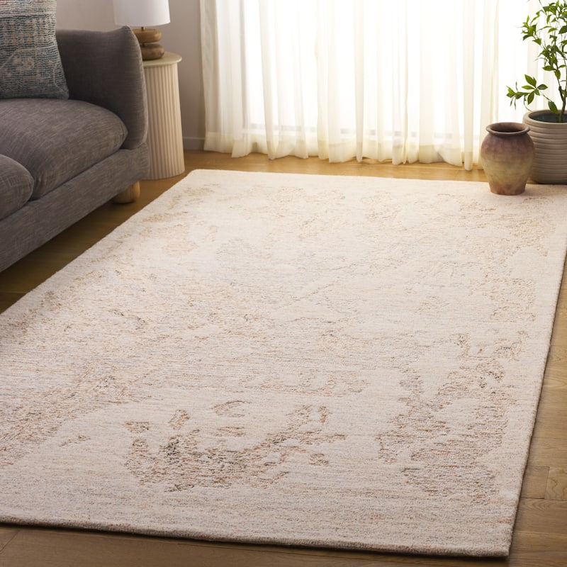 SAFAVIEH Handmade Ebony Amaranta Wool Rug - Beige/Rust - 6' x 9'