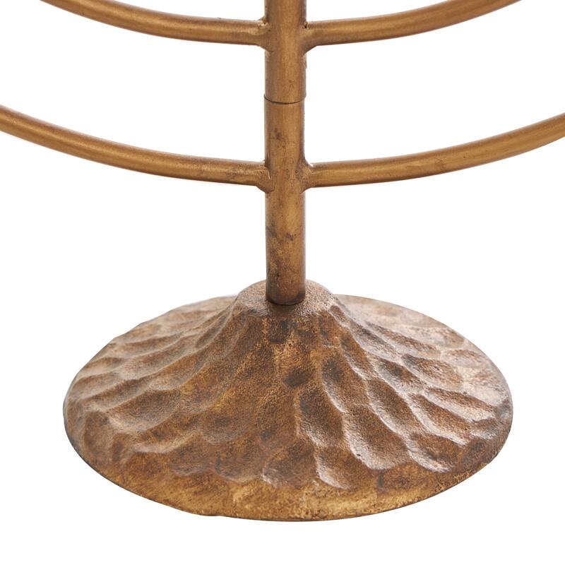 Metal Layered Arch Candelabra with Textured Base - Bronze - Roche River Decor - 13"W x 17"L x 14"H