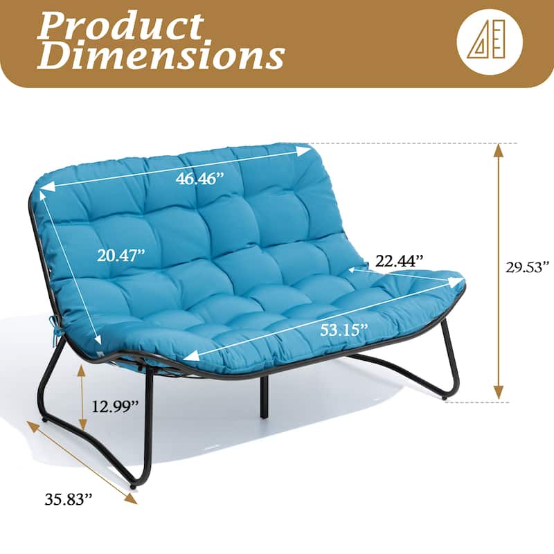VredHom Double Papasan Loveseat Chair with Cushion Indoor Outdoor