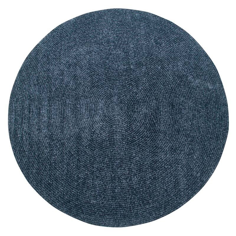 Better Trends Chenille Tweed & Solid Braid 100% Polyester Stain Resistant, Double Sided Reversible Indoor Area Rug - 96" Round - Gray