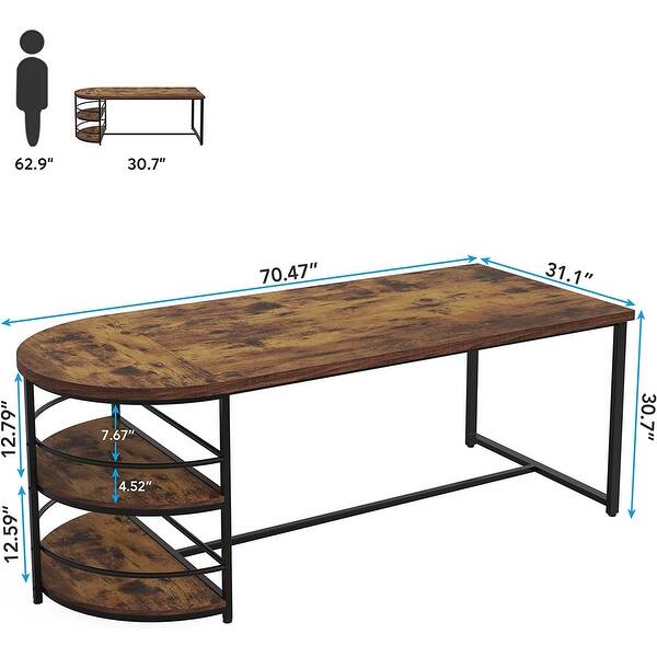 Dining Table for 4 with Storage Shelf 3Tiers Wood Kitchen Table 70.9