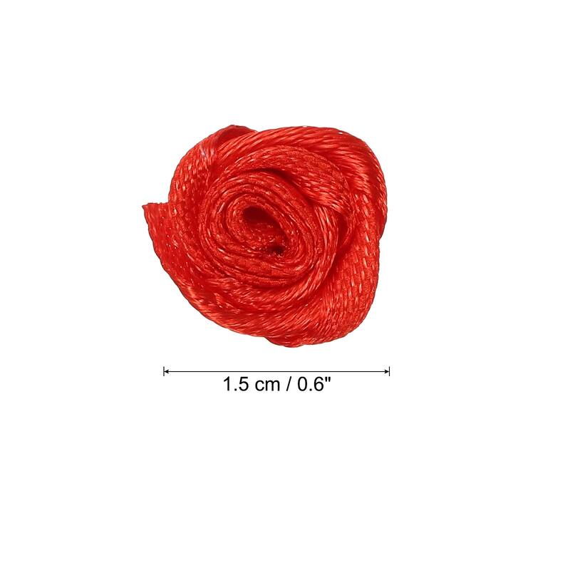 30Pcs Mini Satin Ribbon Roses Fabric Flowers Embellishments Rosettes - 1.5cm - Red