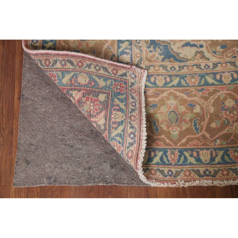 Traditional Mashad Persian Vintage Area Rug Hand-knotted Wool Carpet - 6'4" x 9'1"