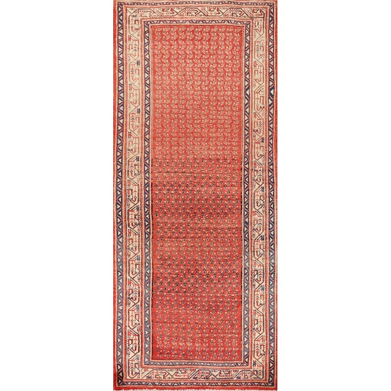 All-Over Boteh Botemir Persian Runner Rug Handmade Wool Carpet - 3'6" x 10'2"