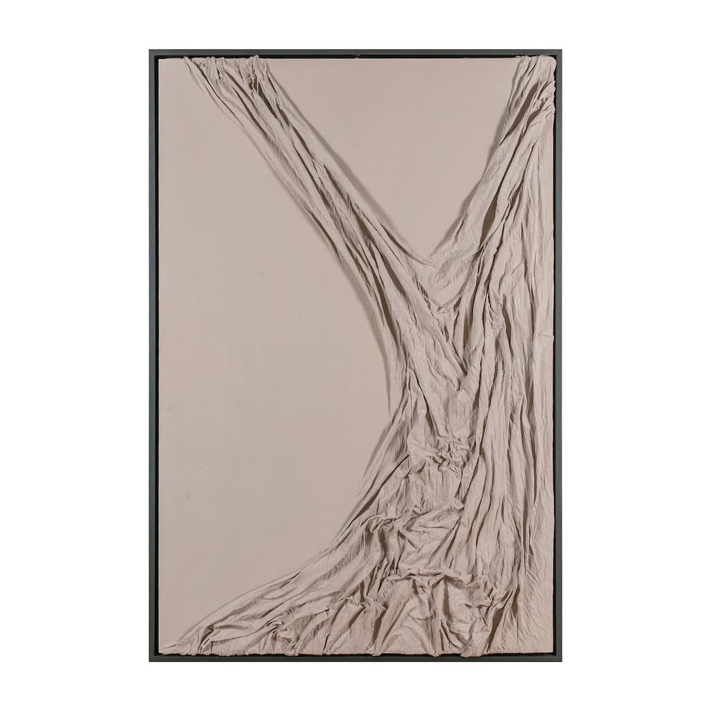 Rose Acrylic Wall Art with Taupe Canvas in a Black Frame