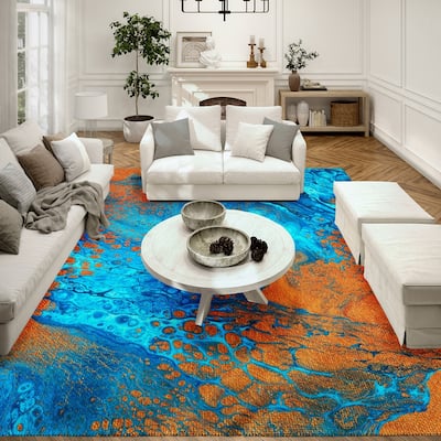 Indoor/ Outdoor Addison Karina Abstract Washable Area Rug