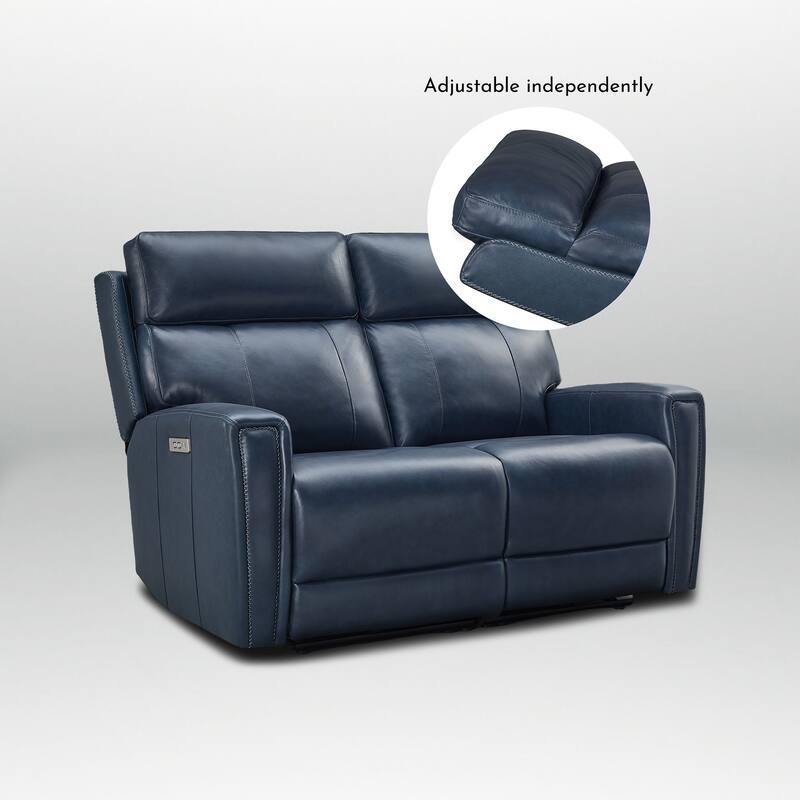 Genuine Leather Reclining Loveseat with Dual-Power Adjustable Headrest & Footrest, Zero Gravity, USB & USB-C Charging Ports