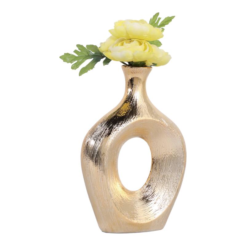 Modern Oval Ceramic Table Vase Cut-Out Design