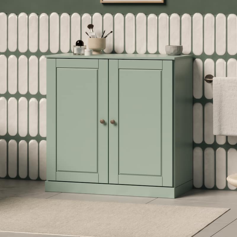 Palace Imports 100% Solid Wood 32" Bathroom Cabinet with Solid Doors, 2-Drawers and Adjustable Shelves