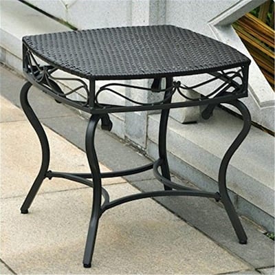Elegant Side Table - Resin Wicker & Steel - Patio, Pool, Living Room - 22x22x21 Inches - Durable Design - 21