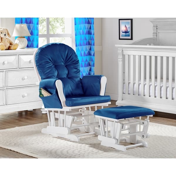 slide 2 of 3, Suite Bebe Mason Glider and Ottoman White Navy