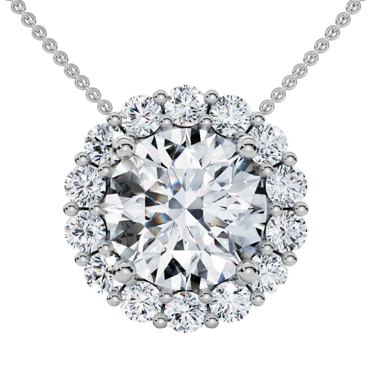 Bliss Diamond Certified 3 1/2Ct Halo Diamond Pendant Lab Grown Gold Women's Necklace
