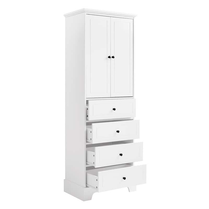 Freestanding Storage Cabinet with 2 Doors and 4 Drawers