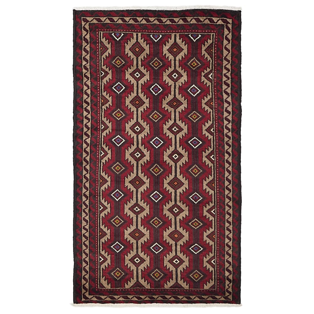 ECARPETGALLERY Hand-knotted Teimani Red Wool Rug - 3'2 x 5'9