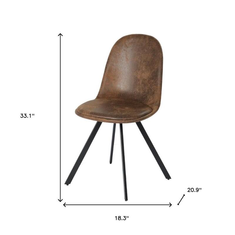 HomeRoots Set of Four Brown and Black Upholstered Suede Dining Side Chairs - 18.30 in. x 33.10 in. x 20.90 in.