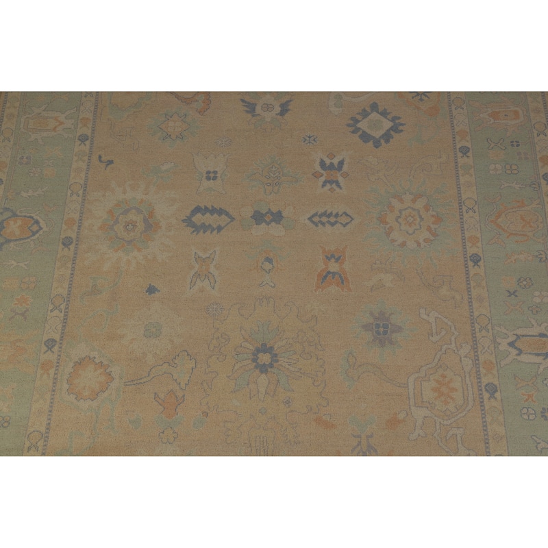 Hand Knotted Oriental 100% Wool Carpet Transitional All-Over Peach Oushak Area Rug - 10' 0'' X 8' 4''