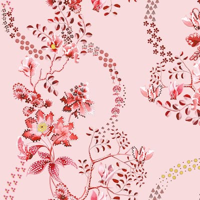 Cath Kidston Road Floral Pink & Red Wallpaper