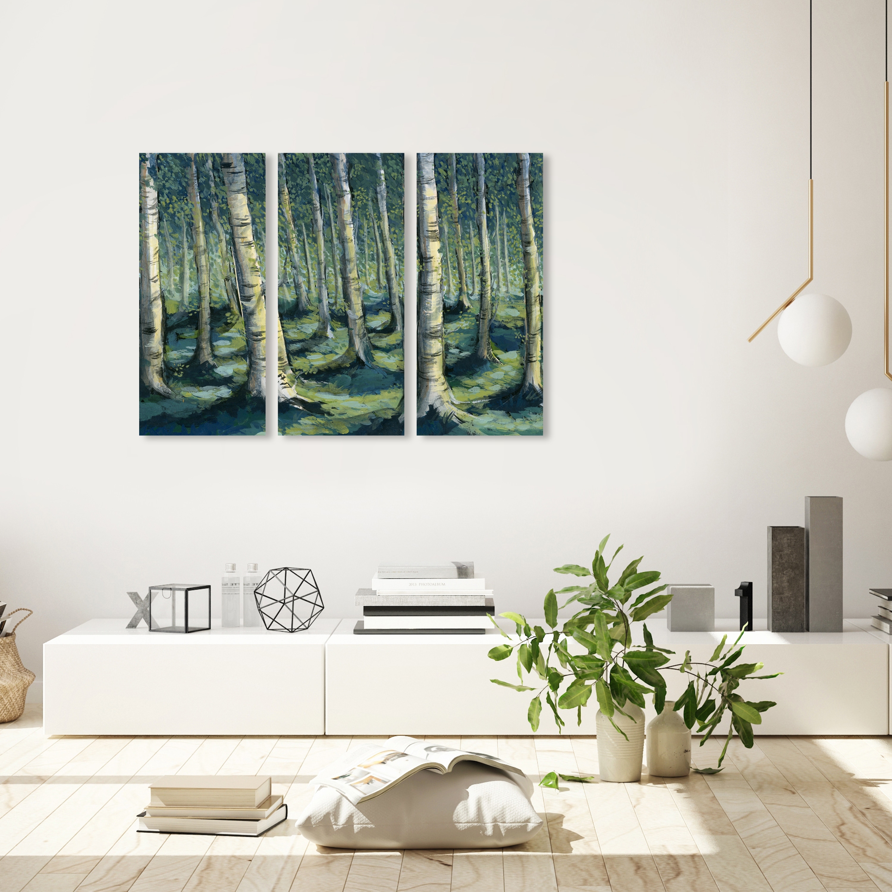 Oliver Gal 'Enchanted Forest Triptych' 3 Piece Set, Nature Wall Art Print  on Canvas - Green